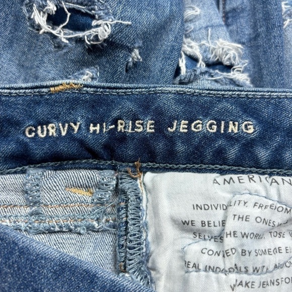 American Eagle Jeans Womens 2 Short Curvy Hi Rise Jegging Stretch Distressed - Picture 3 of 6